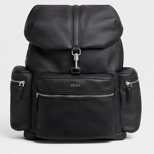 NWT: Zegna Black Deerskin Special Backpack SS25 2297179